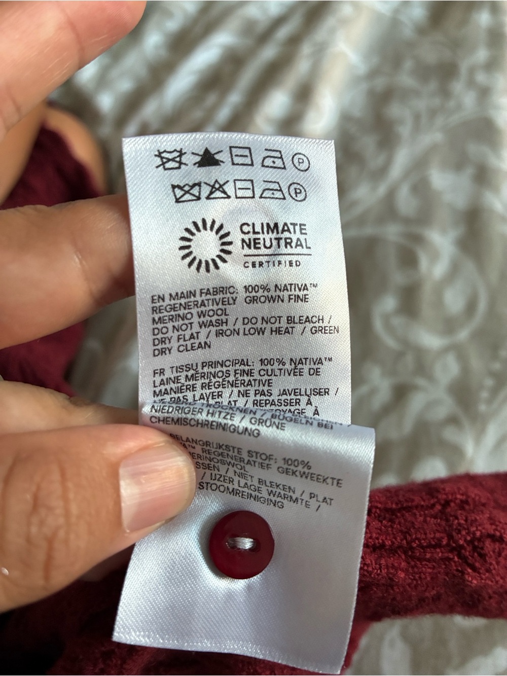 Reformation Wine Red Textured V-Neck Button Cardigan - Picture 8 of 8